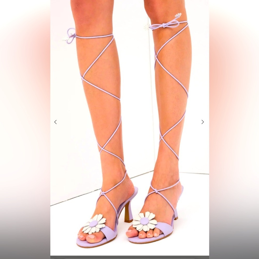 Lavender floral Sandals heels lace up with Daisy Accent for love & lemons spring